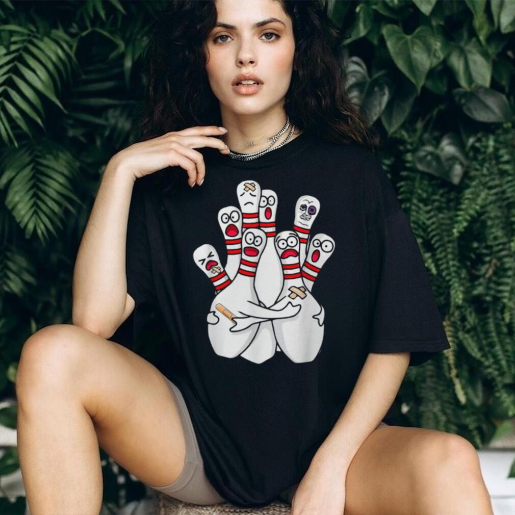 Funny Injured Bowling Pins Cartoon Graphic T Shirt Bowling Humor