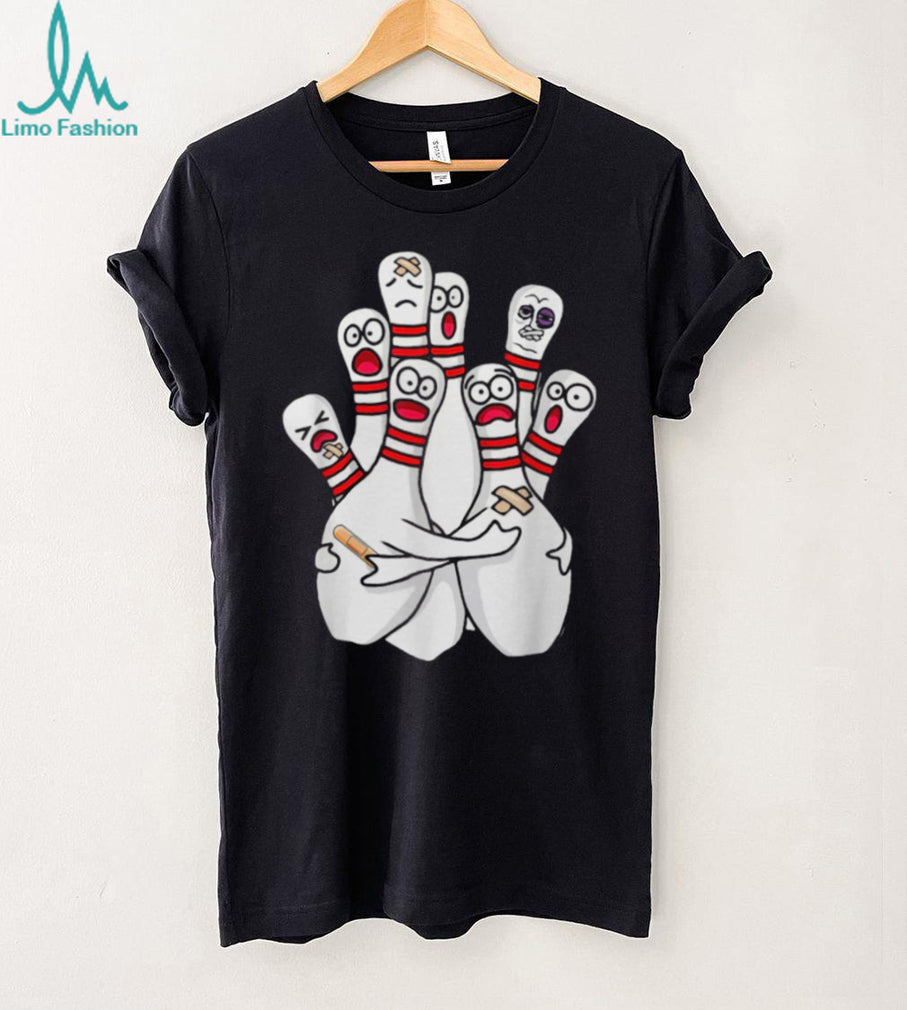Funny Injured Bowling Pins Cartoon Graphic T Shirt Bowling Humor