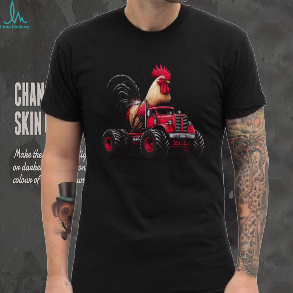Giant Rooster Monster Truck Farm Humor Graphic T Shirt
