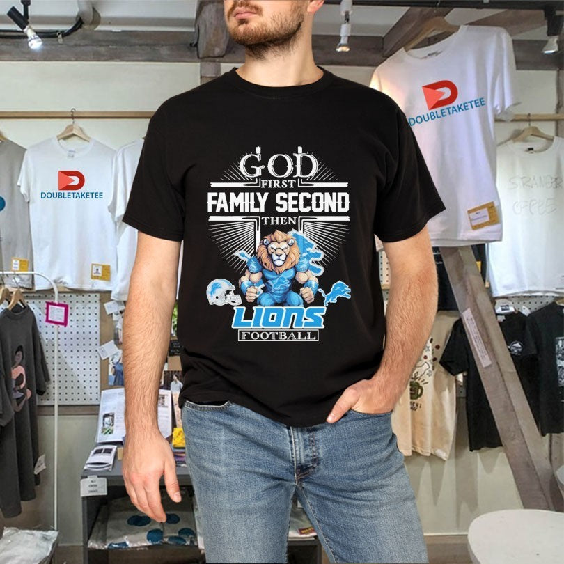 God First Family Second Then Detroit Lions Mascot Helmet Shirts