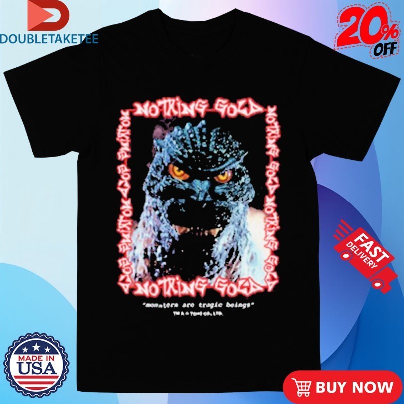 Godzilla X Nothing Gold Pop Up Cartoon Face Shirts