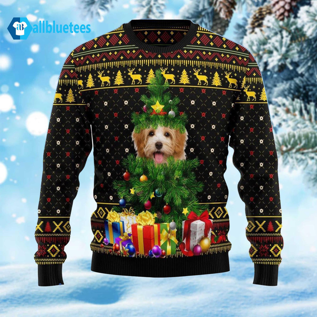 Goldendoodle Pine Ugly Christmas Sweater