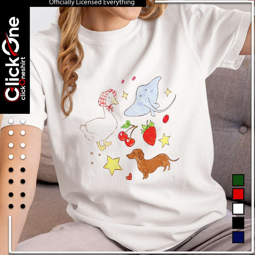 Goose Stingray Strawberry Cherry Dachshund Cute Animal Nature shirt