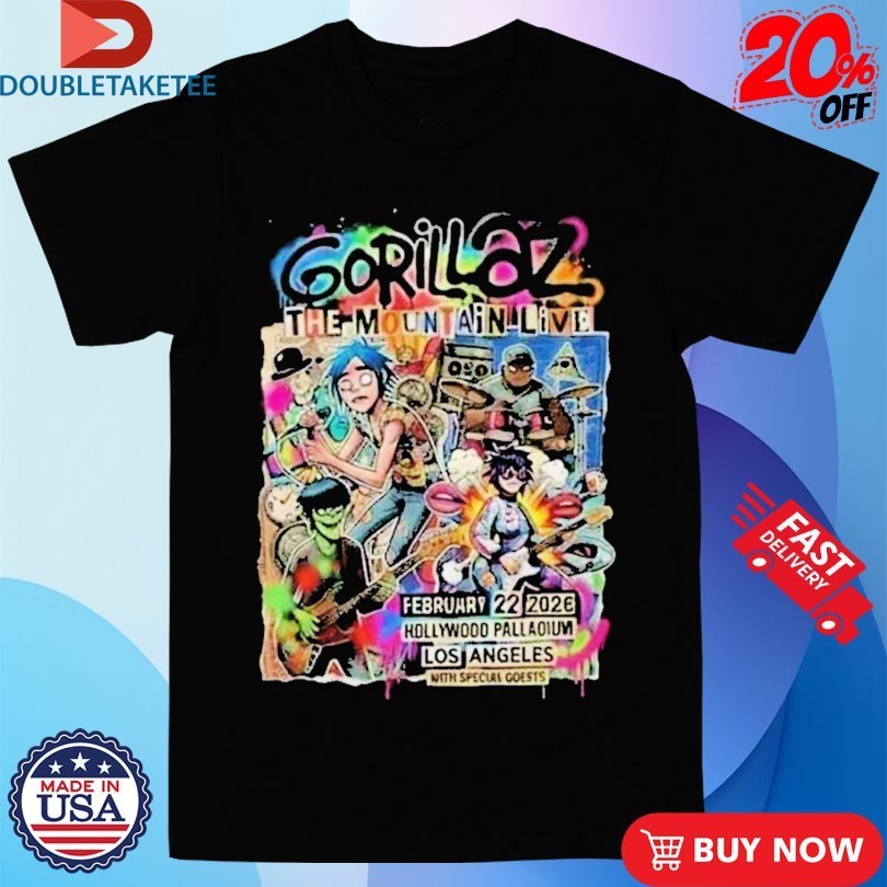 Gorillaz The Mountain Live Show At Hollywood Palladium Los Angeles On February 22 2026 Shirts