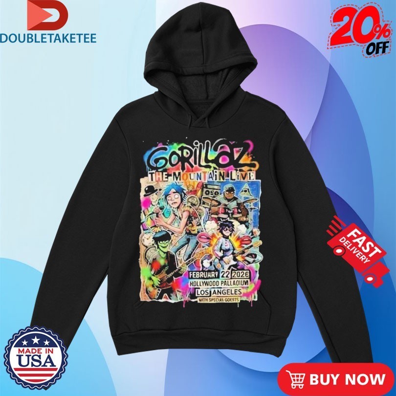 Gorillaz The Mountain Live Show At Hollywood Palladium Los Angeles On February 22 2026 Shirts