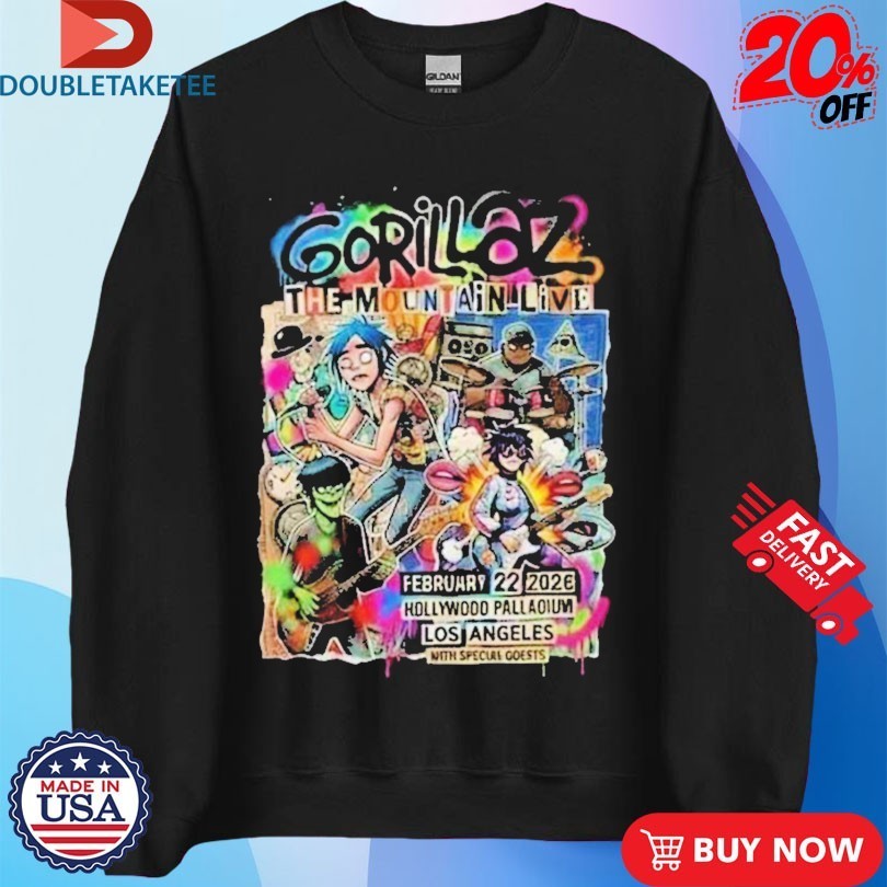 Gorillaz The Mountain Live Show At Hollywood Palladium Los Angeles On February 22 2026 Shirts