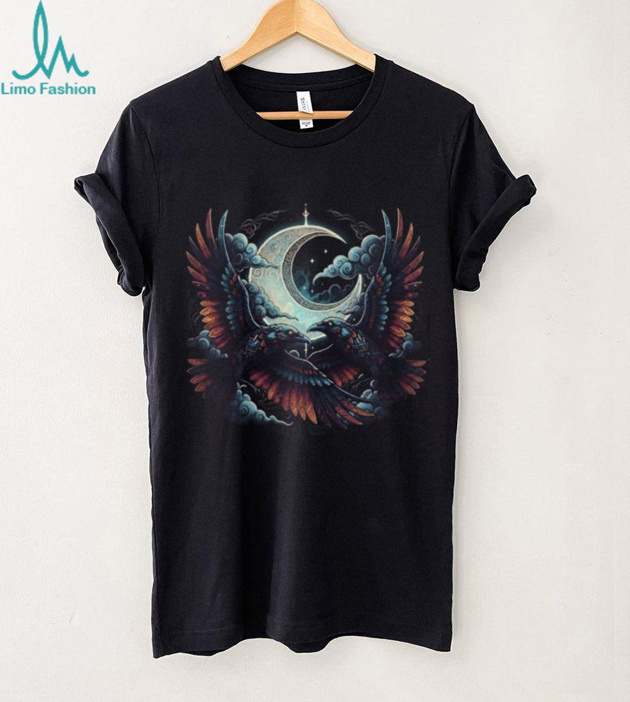 Gothic Moon Ravens Night Sky Celtic Spirit Animal T Shirt