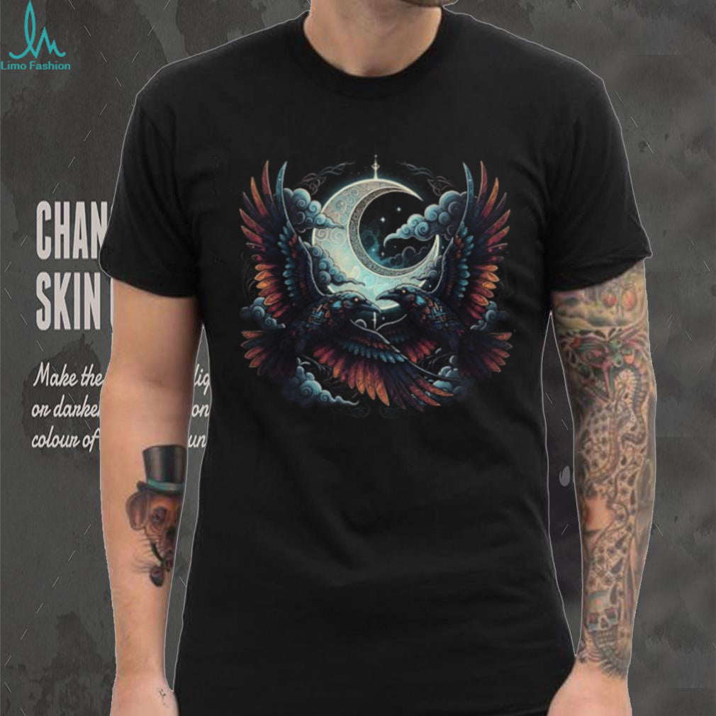 Gothic Moon Ravens Night Sky Celtic Spirit Animal T Shirt