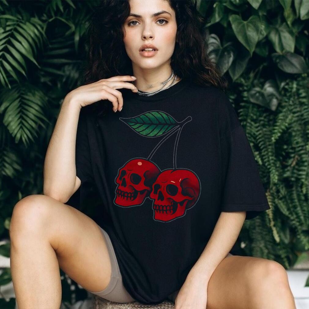 Gothic Skull Cherries Tattoo Style Graphic T Shirt