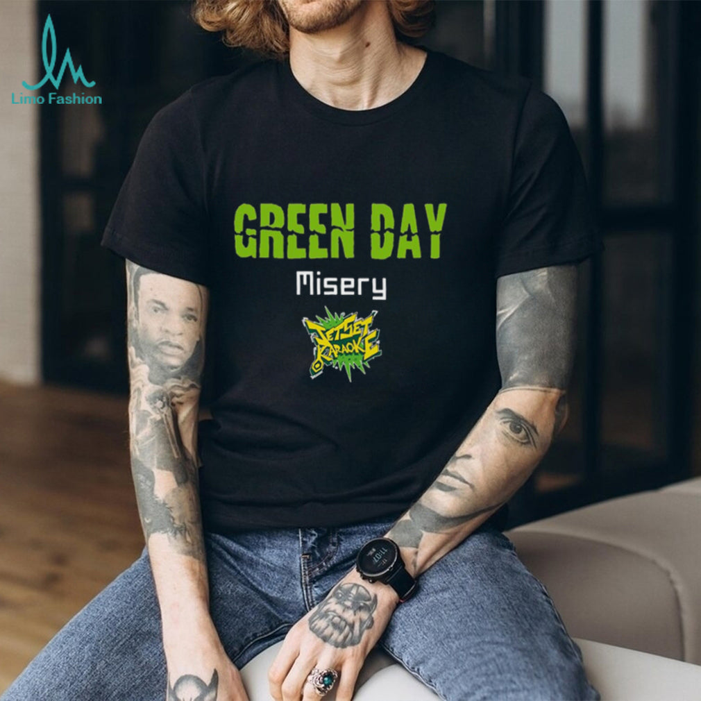 Green Day Misery Jet Set Karaoke V Neck Graphic T Shirt