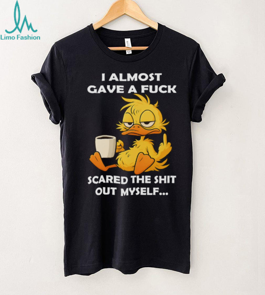 Grumpy Duck Drinking Coffee Sassy Humor Graphic T Shirt