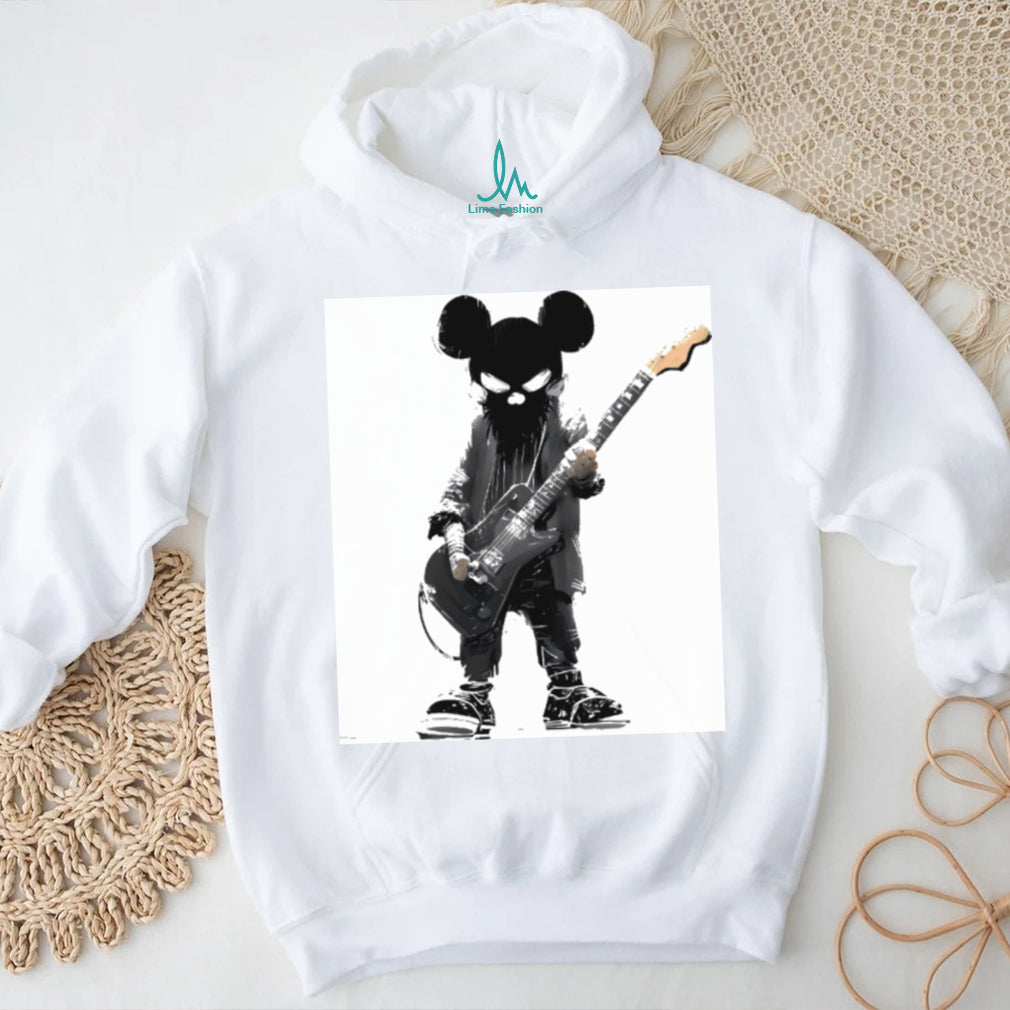 Grunge Cartoon Rocker Mouse Playing Electric Guitar Shirt
