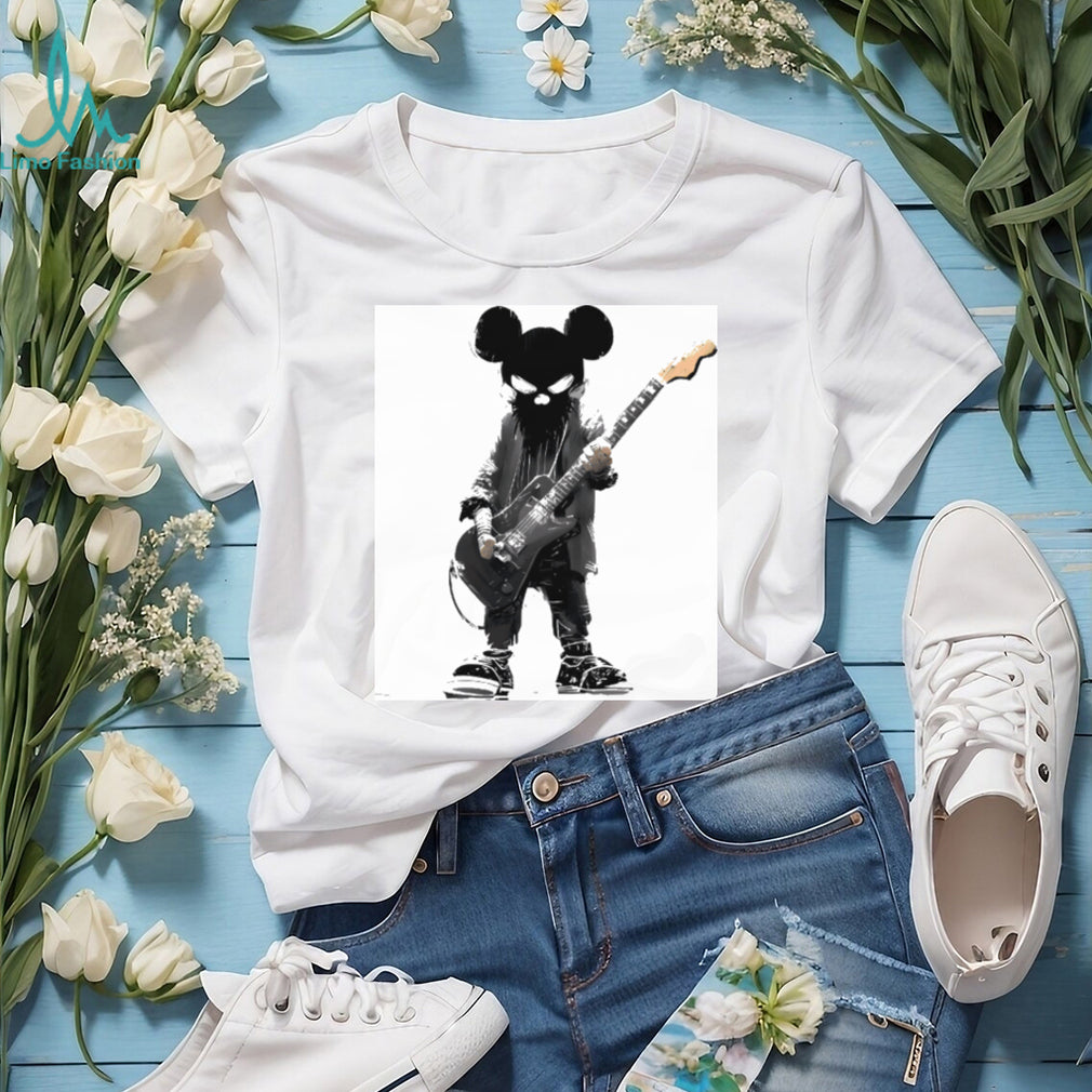 Grunge Cartoon Rocker Mouse Playing Electric Guitar Shirt