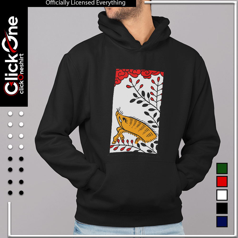 Hanafuda Boar Bush Clover and Red Clouds playing card shirt