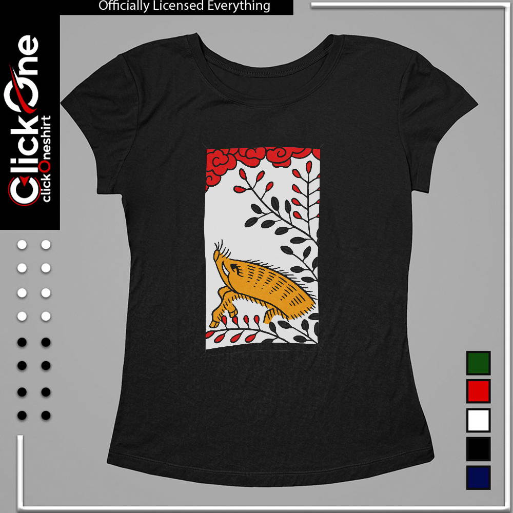 Hanafuda Boar Bush Clover and Red Clouds playing card shirt