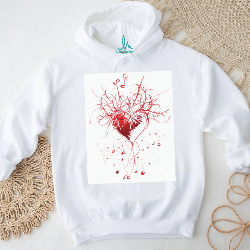 Heart Harmony Musical Notes and Thorns Graphic T Shirt