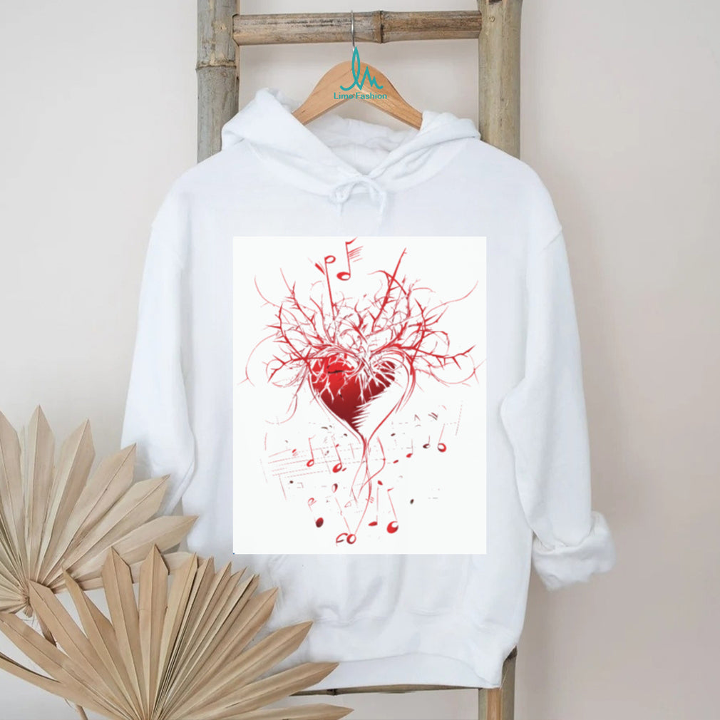 Heart Harmony Musical Notes and Thorns Graphic T Shirt