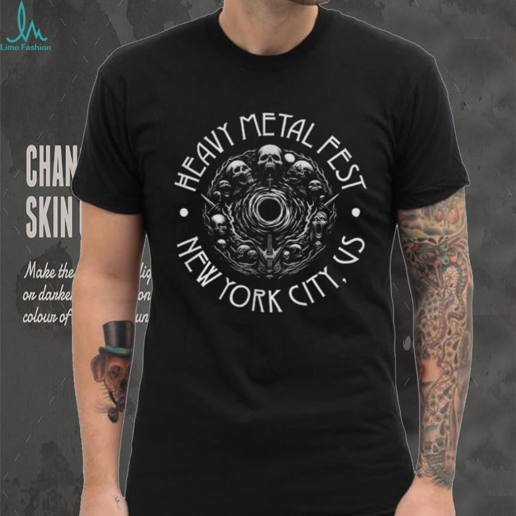 Heavy Metal Fest New York City US Skull Vortex Graphic T Shirt
