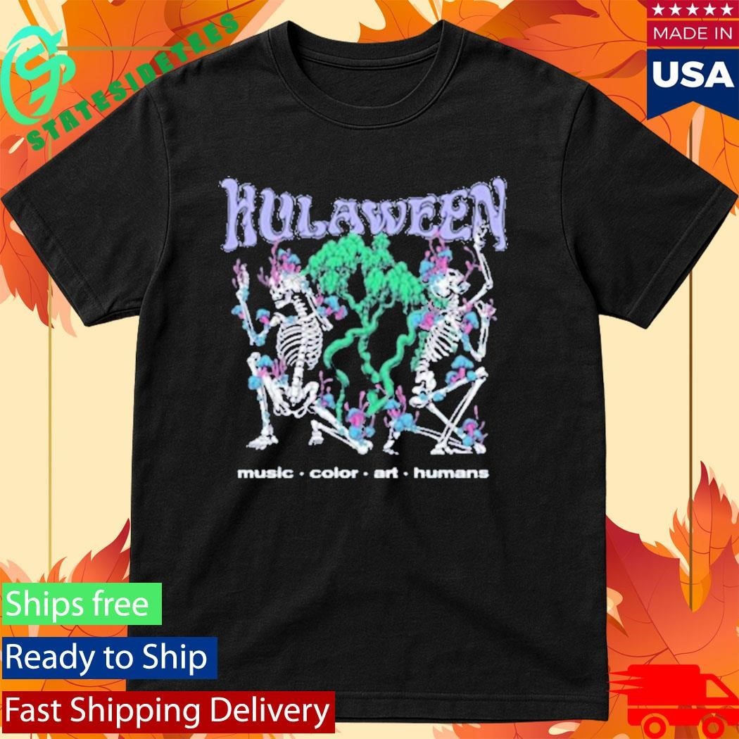Hulaween Music Color Art Humans Skeleton Crawl Shirt