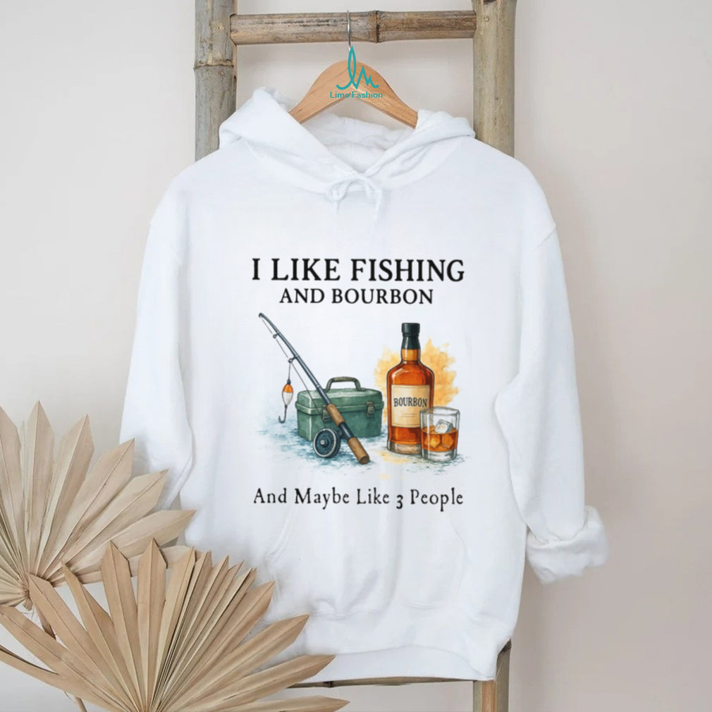 I Like Fishing and Bourbon Funny Sarcastic Watercolor Fisherman T Shirt