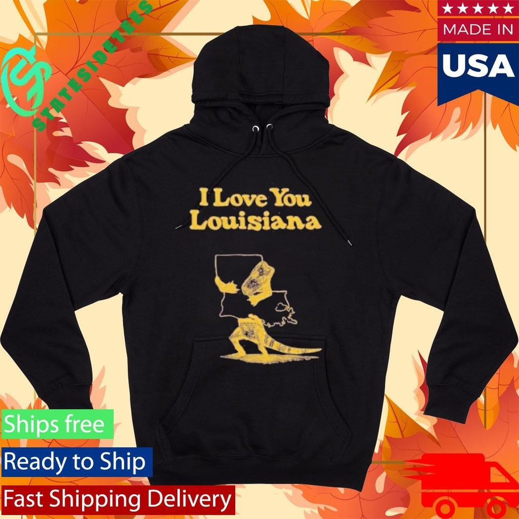 I Love You Louisiana Gold On Purple Shirt