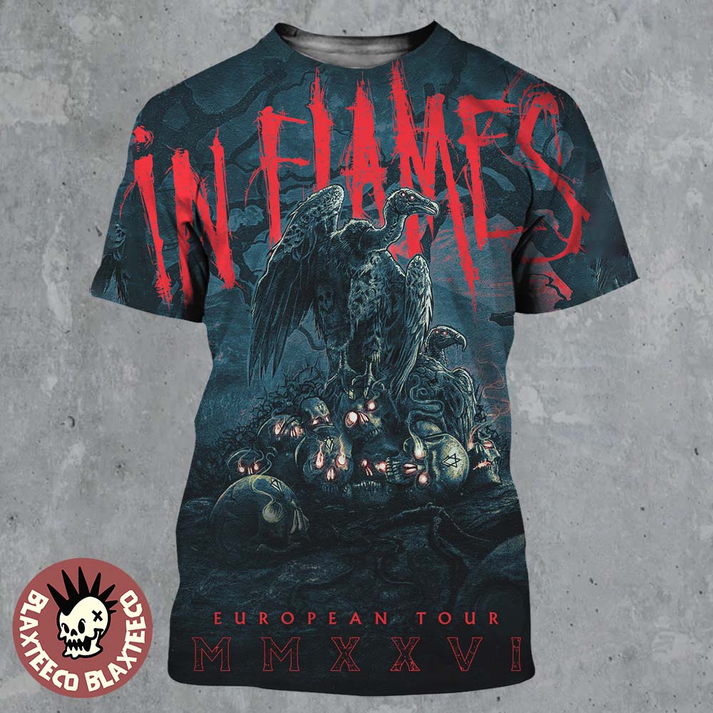 In Flames European Tour 2026 Merch Official Artwork All Over Print Shirt