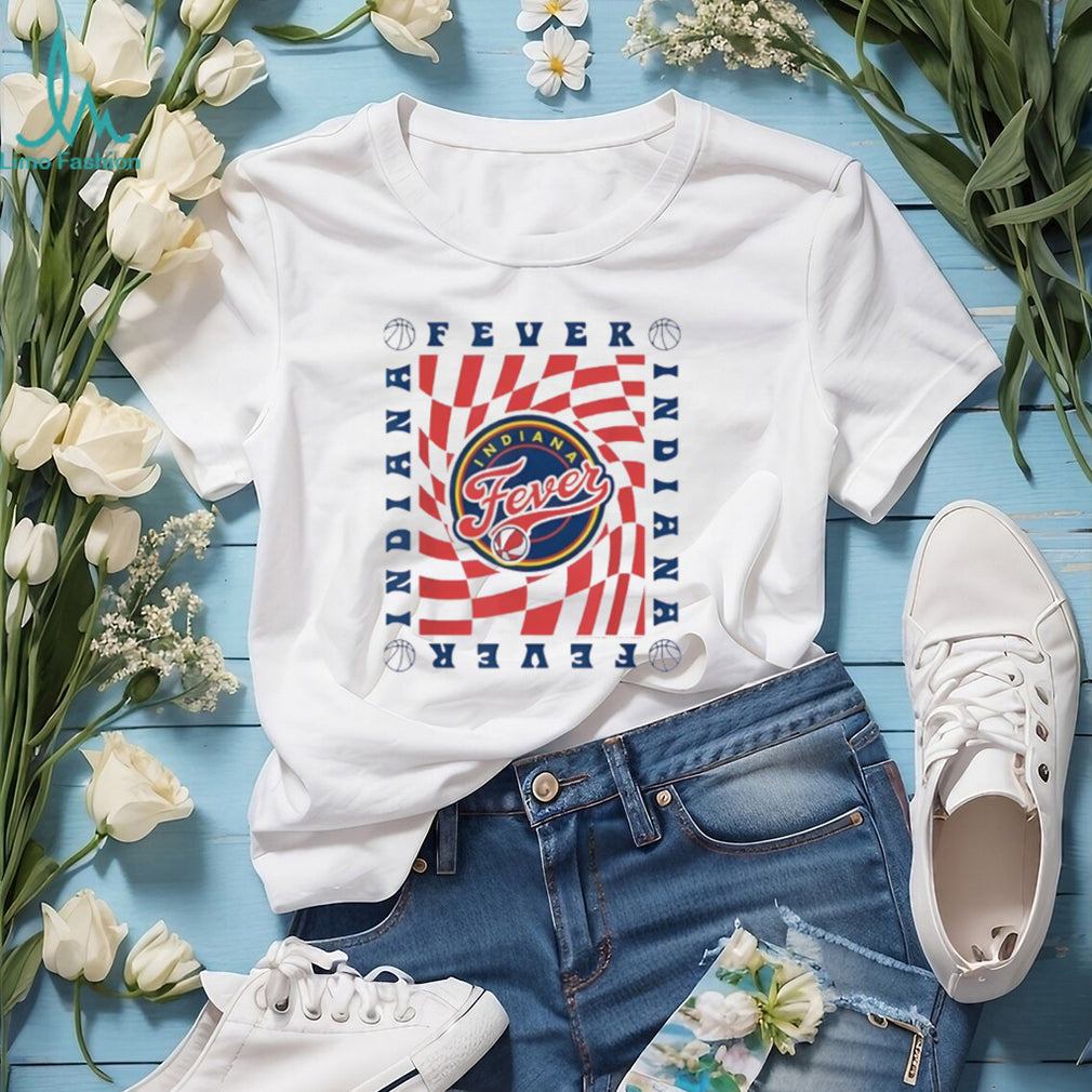 Indiana Fever WNBA Basketball Trippy Checkered Graphic T Shirt
