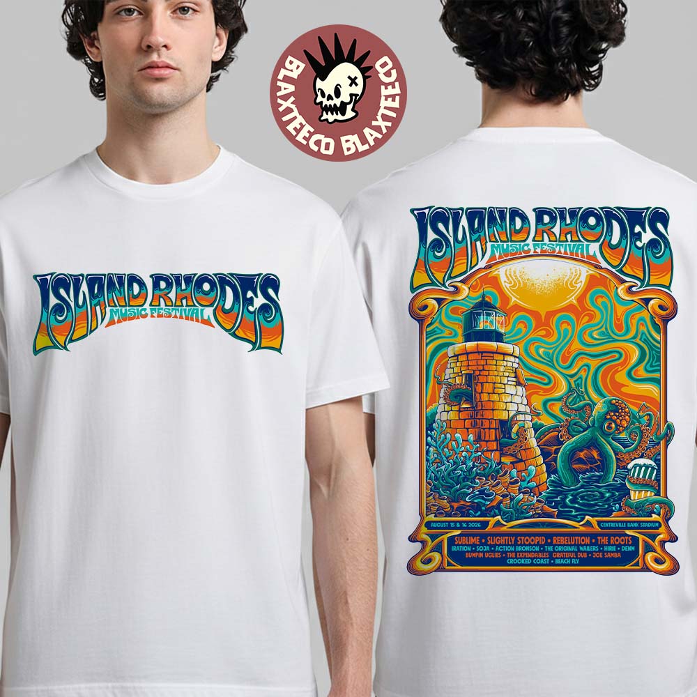 Island Rhodes Music Festival 2026 Poster With Lineup In Rhodes Island At Centreville Bank Stadium On August 15-16 2026 T-Shirt