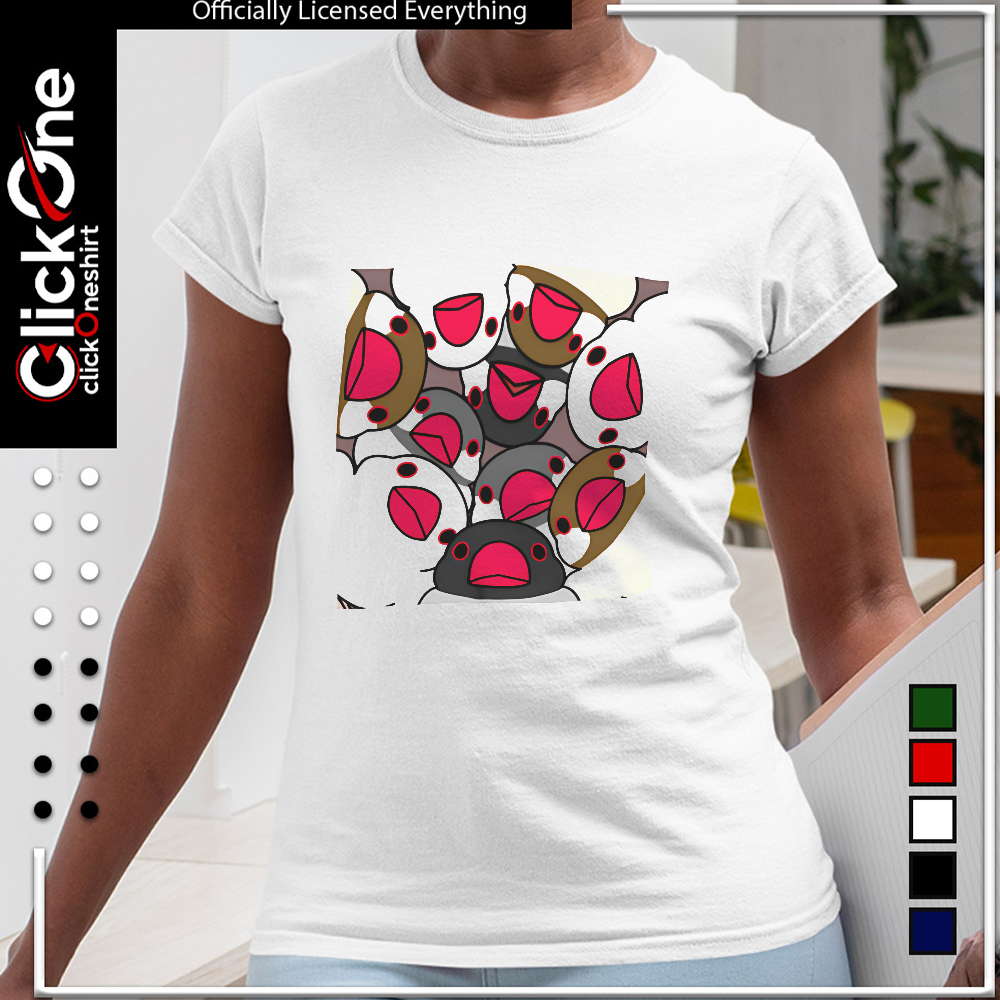Java Sparrow flock pile illustration cute birds together shirt