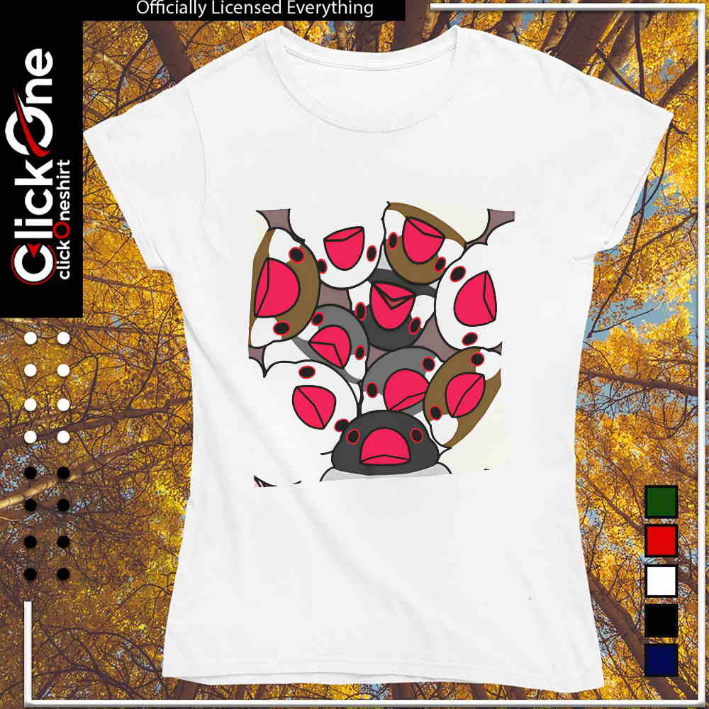 Java Sparrow flock pile illustration cute birds together shirt