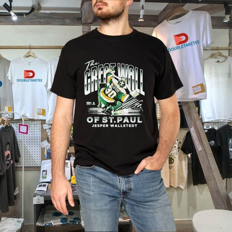 Jesper Wallstedt Minnesota Wild The Great Wall Of St. Paul NHL Signature T-Shirts