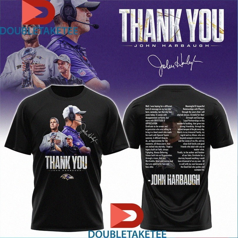 John Harbaugh Baltimore Ravens Coach Thank You Shirts