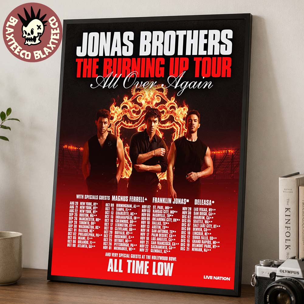 Jonas Brothers The Burning Up Tour All Over Again 2026 North America Schedule Dates Home Decor Poster Canvas