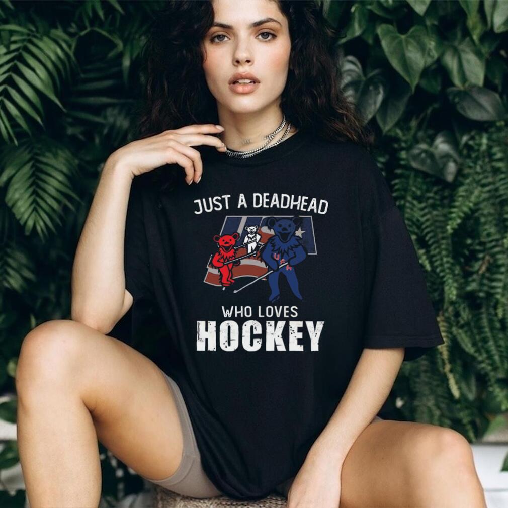 Just A Deadhead Who Loves Hockey USA Flag Dancing Bears T Shirt