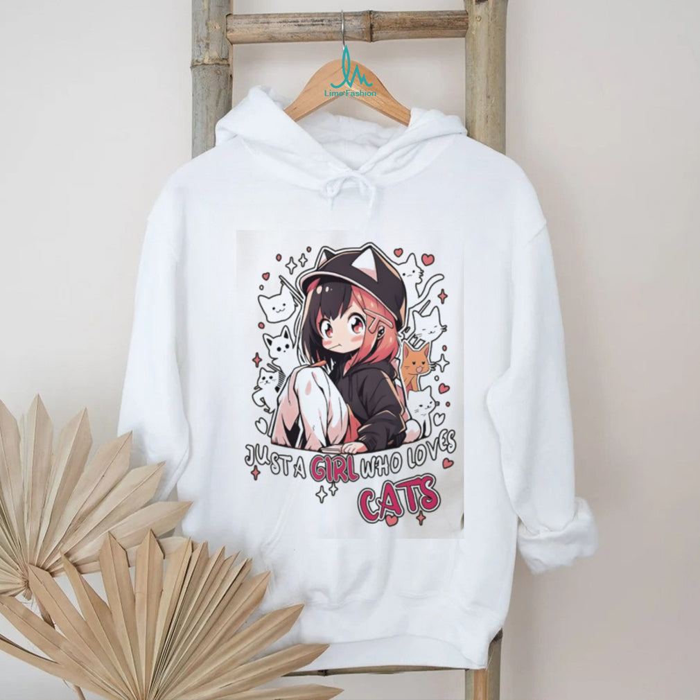 “Just A Girl Who Loves Cats” Cute Anime Aesthetic Oversized T Shirt