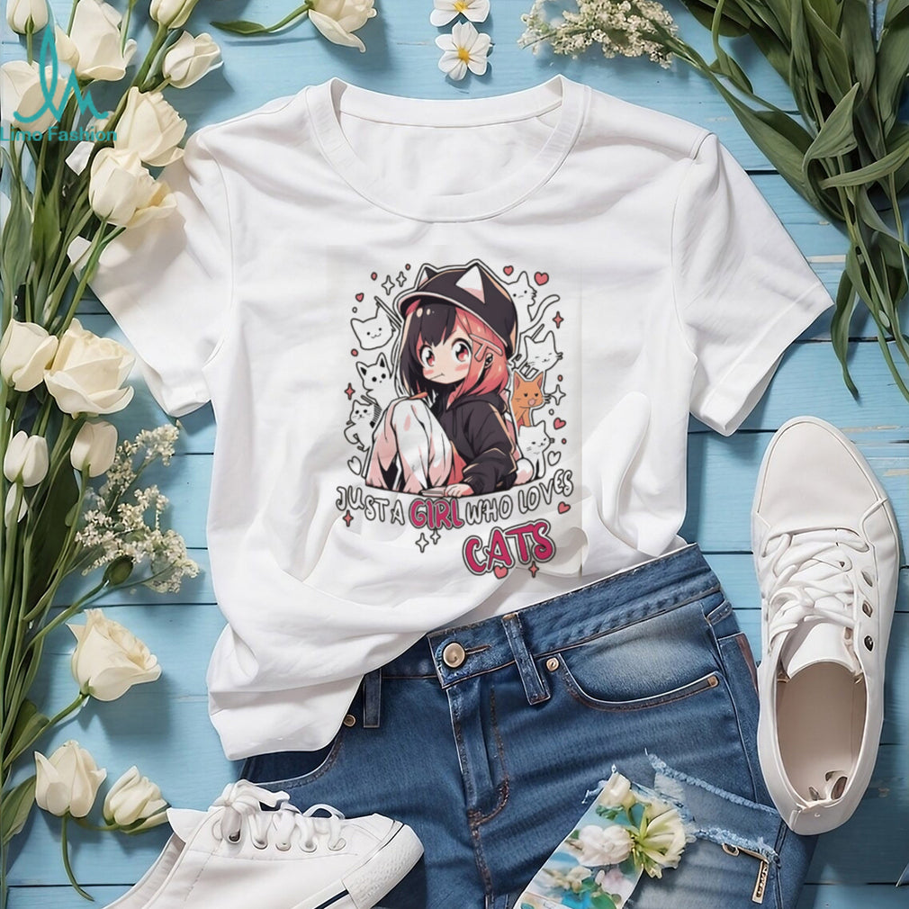 “Just A Girl Who Loves Cats” Cute Anime Aesthetic Oversized T Shirt