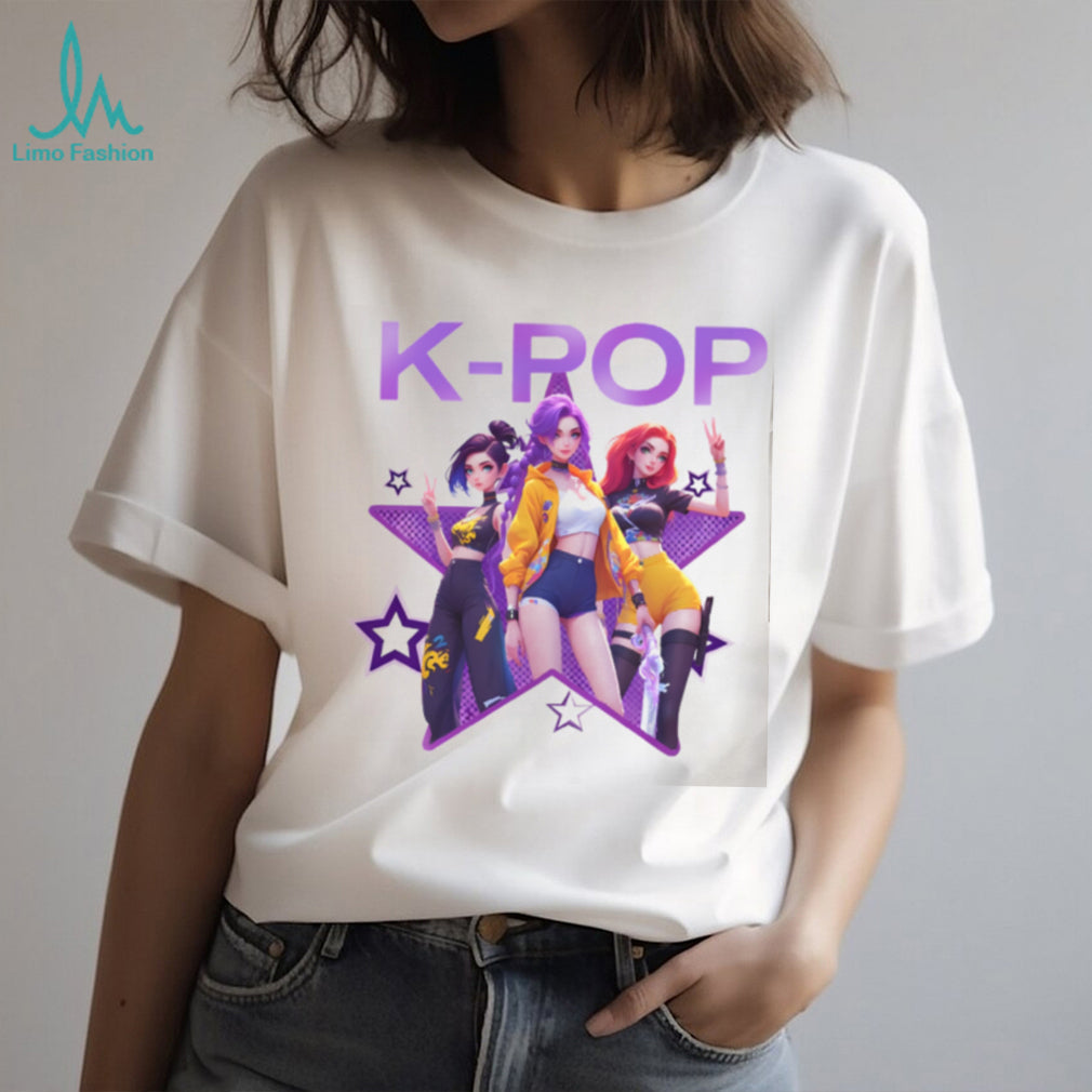 K Pop Star Anime Girl Group Purple Star Graphic T Shirt