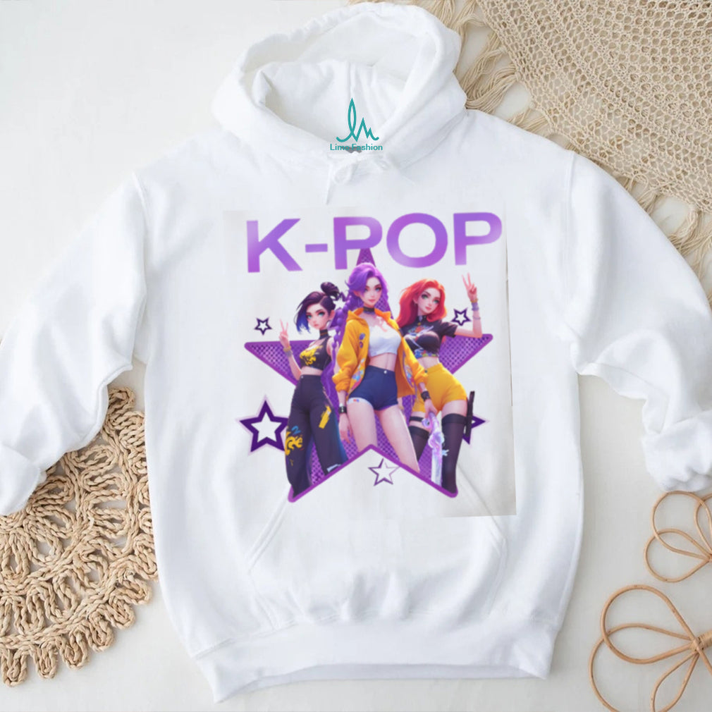 K Pop Star Anime Girl Group Purple Star Graphic T Shirt