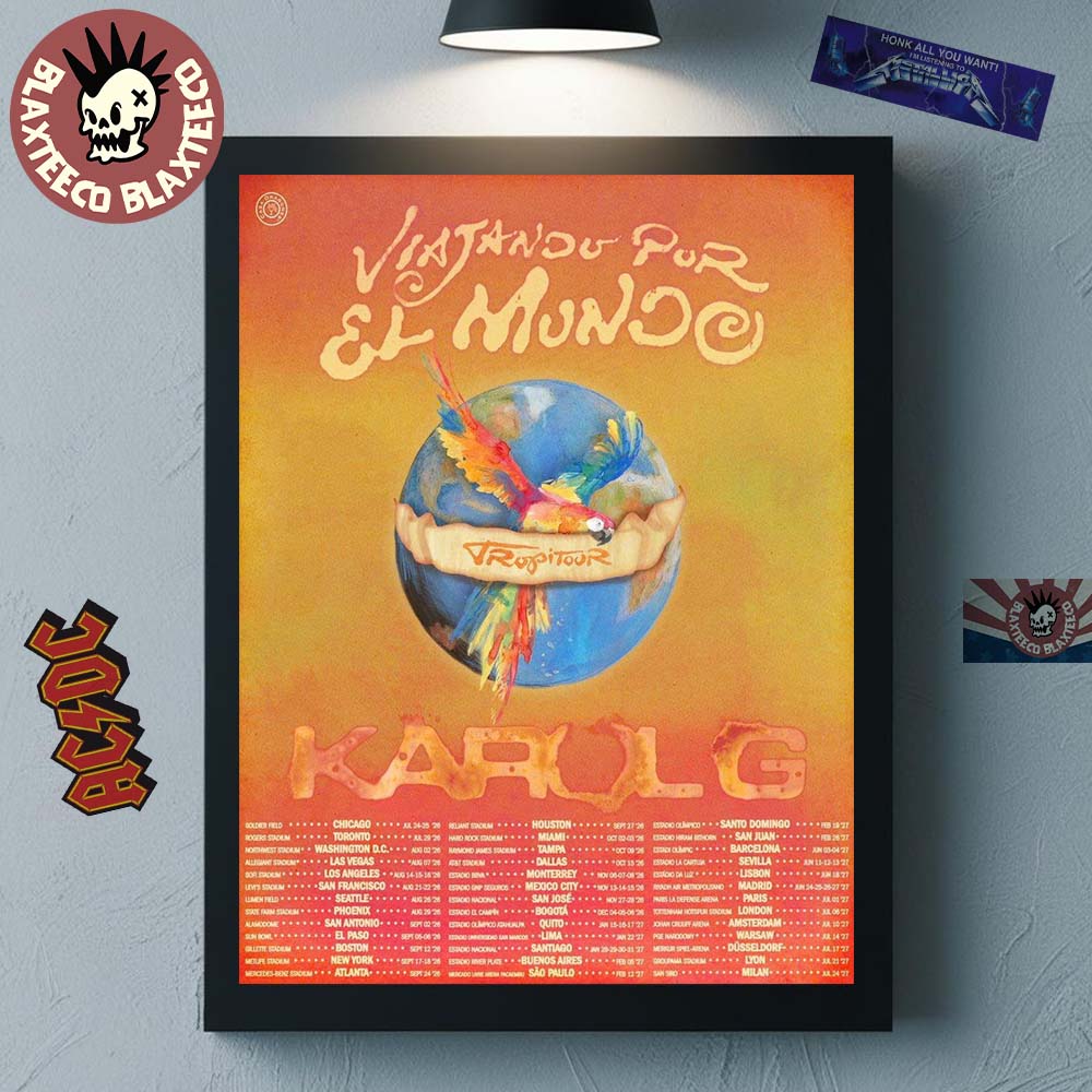 Karol G Viajando Por El Mundo Tropitour 2026 Schedule Dates Home Decor Poster Canvas