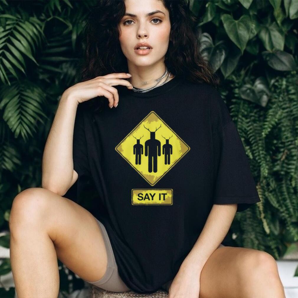 Knights Who Say Ni Road Sign T Shirt “Say It” Warning Graphic