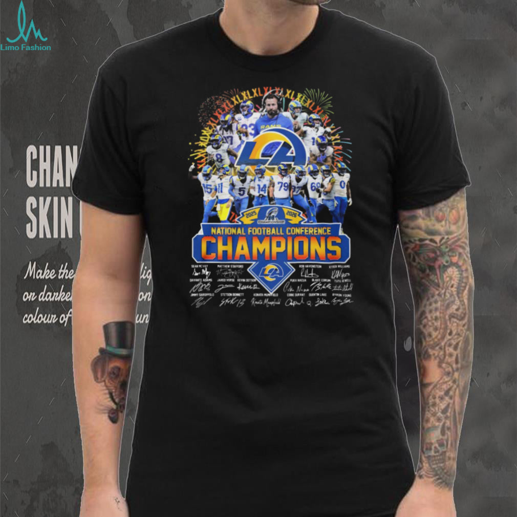 LA Rams 2025 2026 NFC Champions Signed Team Roster Fan T Shirt