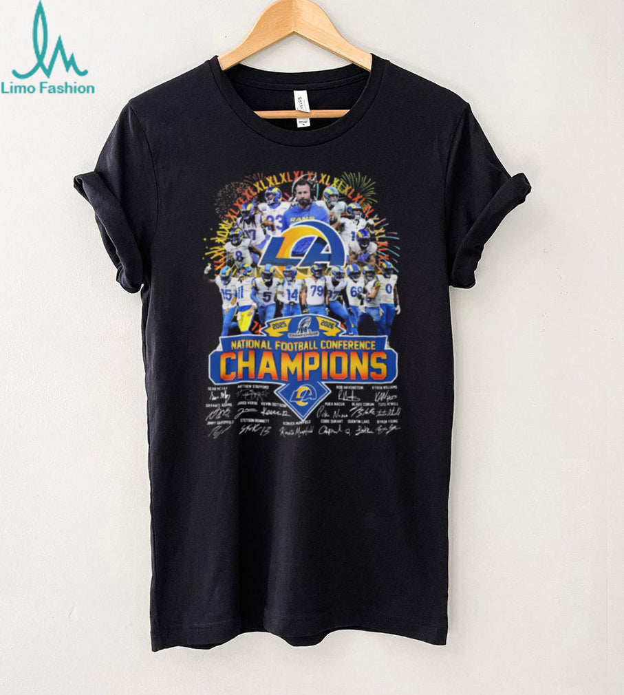 LA Rams 2025 2026 NFC Champions Signed Team Roster Fan T Shirt