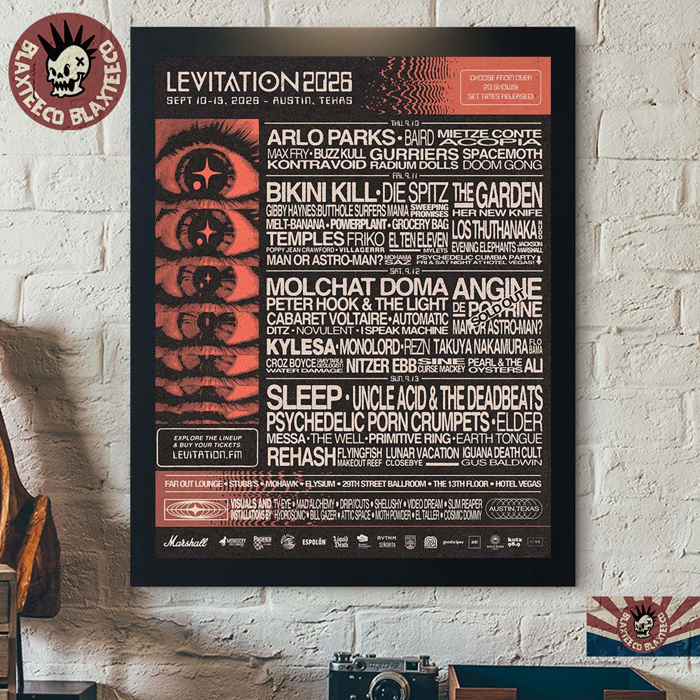 Levitation 2026 Festival Full Lineup In Austin Texas On September 10-13 2026 Home Decor Poster Canvas