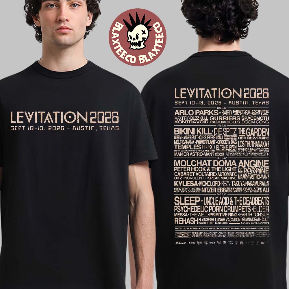 Levitation 2026 Festival Full Lineup In Austin Texas On September 10-13 2026 Two Sided T-Shirt
