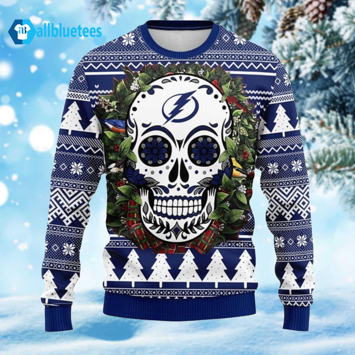 Lightning Skull Flower Ugly Christmas Sweater