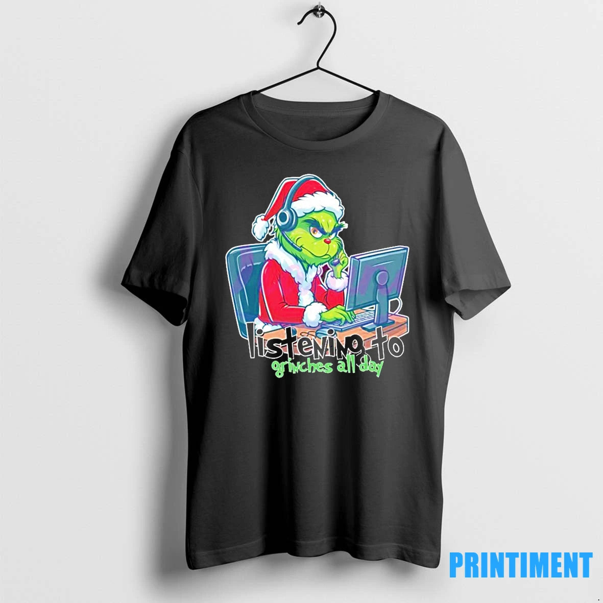 Listening To Grinches All Day Christmas Grinch Telesale Tshirts Sweater