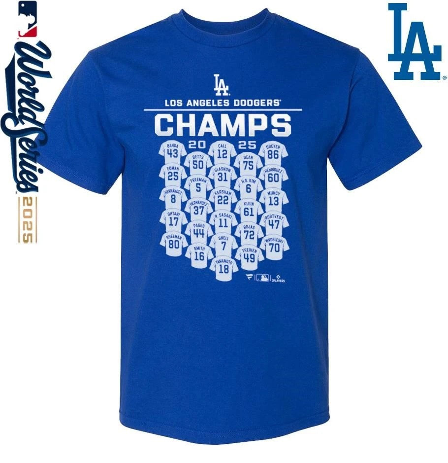 Los Angeles Dodgers 2025 World Series Champions Jersey Roster T-Shirt