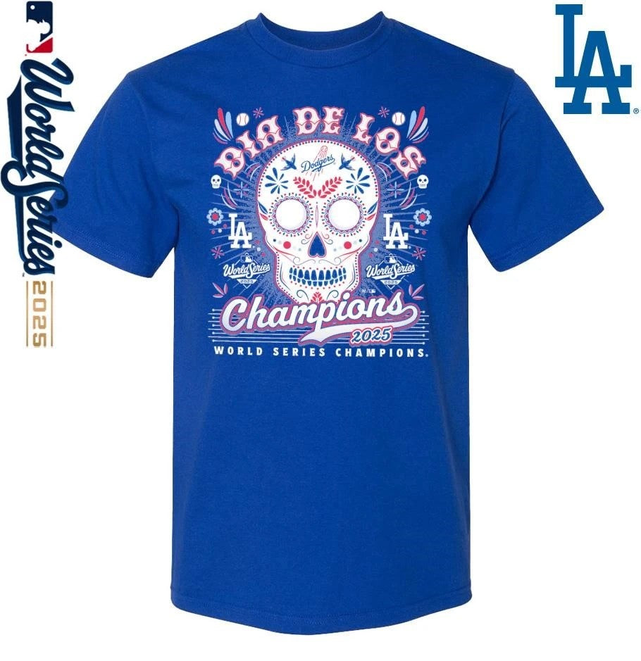 Los Angeles Dodgers ’47 2025 World Series Champions Dia De Los Champions Franklin T-Shirt