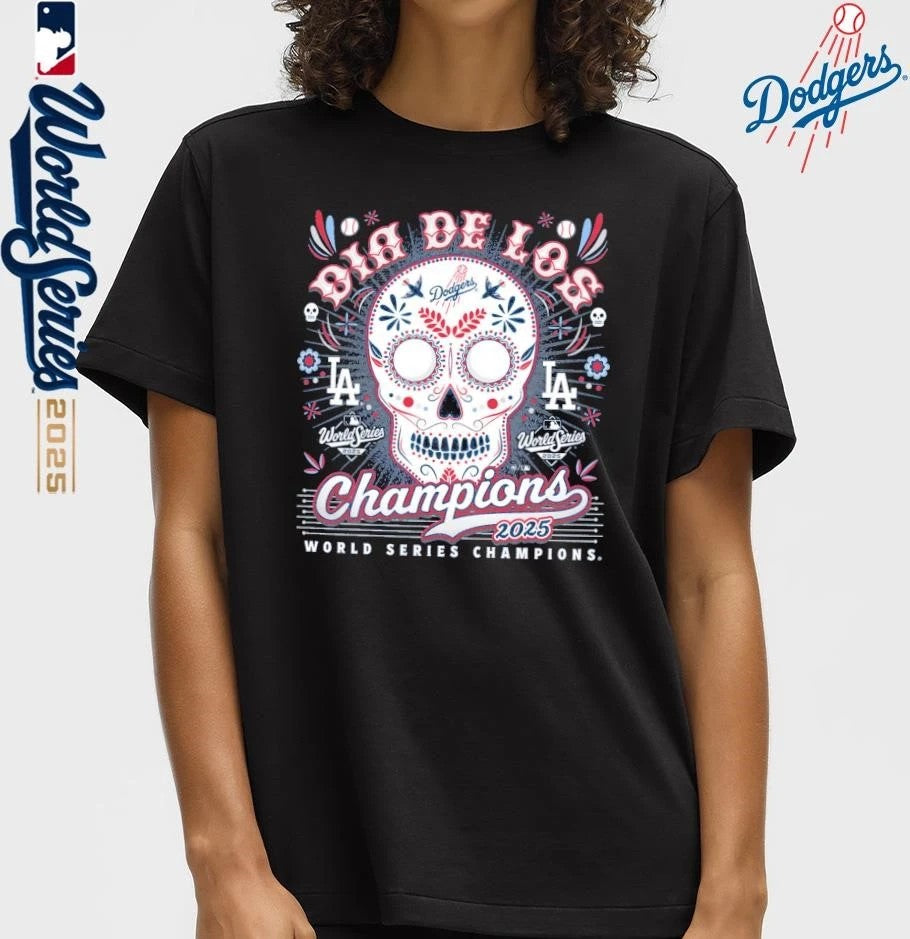 Los Angeles Dodgers ’47 2025 World Series Champions Dia De Los Champions Franklin T-Shirt