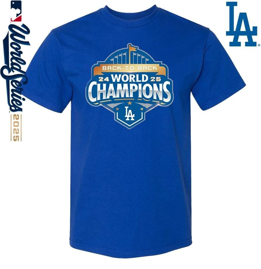 Los Angeles Dodgers Back To Back 2024-25 World Champions Official Logo T-Shirt